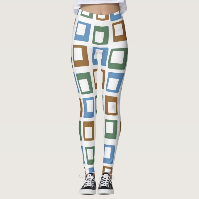 Leggings Motif Carré couleur rétro #9 (Devant)