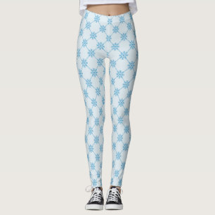 Leggings Motif Carré diagonal Blue Snowflakes