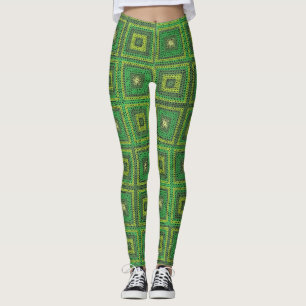 Leggings Motif Carré Green Granny