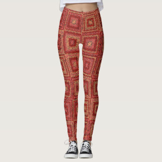 Leggings Motif Carré Red Granny