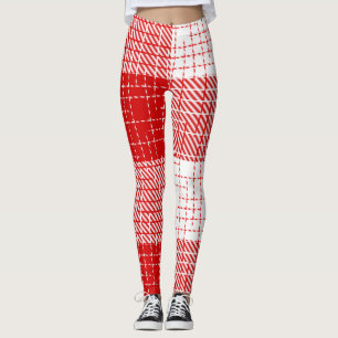 Leggings Motif carreaux à carreaux rouges et blancs gras