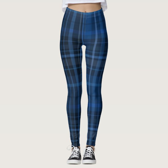 Leggings Motif carreaux bleu noir (Devant)