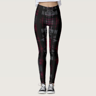 Leggings Motif carreaux gothique foncé déchiqueté grunge