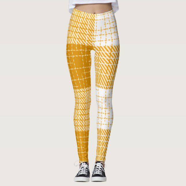 Leggings Motif carreaux jaune et blanc gras  (Devant)