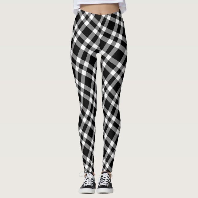 Leggings Motif carreaux noir blanc (Devant)