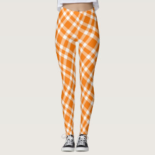 Leggings Motif carreaux orange blanc