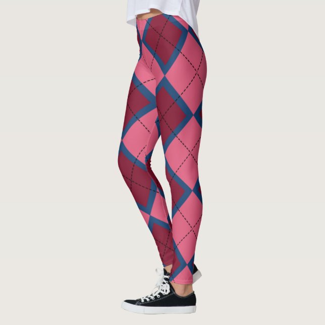 Leggings Motif carreaux rouge et bleu (Gauche)