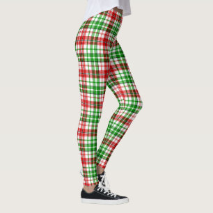 Leggings Motif carreaux tartan vert rouge blanc