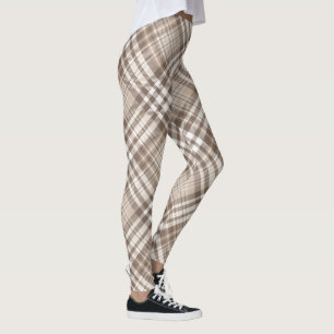 Leggings Motif carreaux ton terre neutre Tartan