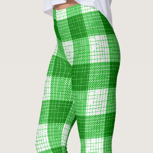 Leggings Motif carreaux vert et blanc gras
