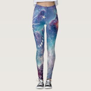Leggings Motif céleste bleu violet