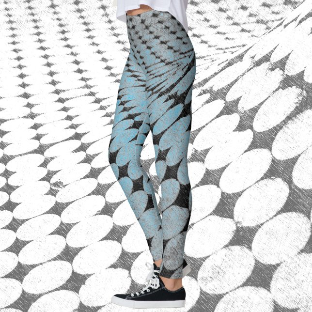 Leggings Motif Cercles et Diamants Gris Bleu Chic Edge (Créateur téléchargé)