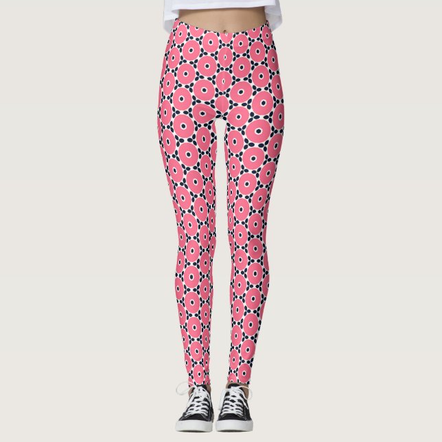 Leggings Motif Cercles roses (Devant)