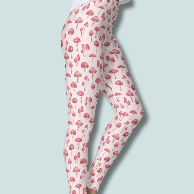 Leggings Motif champignon rose (pink mushroom pattern leggings)