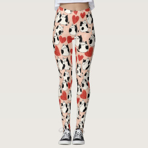 Leggings Motif Chats Kawaii Roses et Cœurs (6)