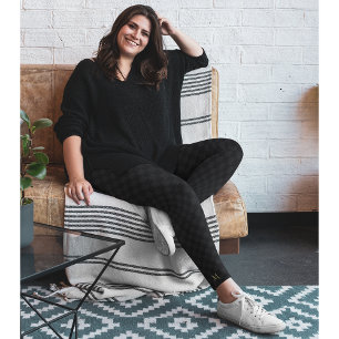 Leggings Motif Checkered élégant chic noir décoré d'un