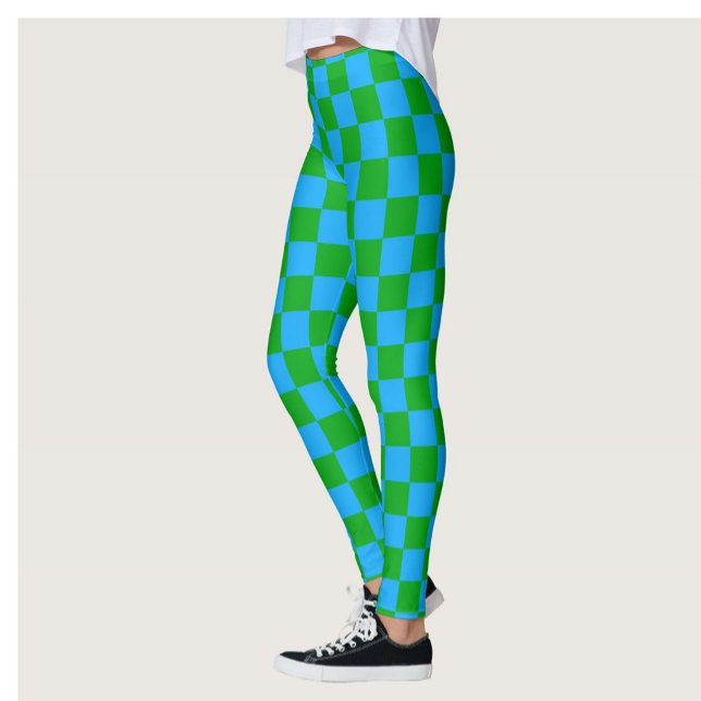 Leggings Motif chèque À damiers bleu vert (Créateur téléchargé)