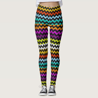Leggings Motif chevron coloré aspect toile de jute #11