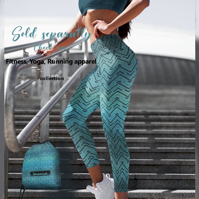 Leggings Motif Chevron noir avec dégradé bleu (Créateur téléchargé)