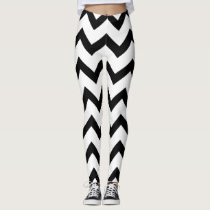Leggings Motif Chevron noir et blanc simple