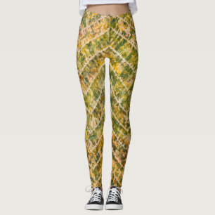 Leggings Motif chevron tie and dye vert et or