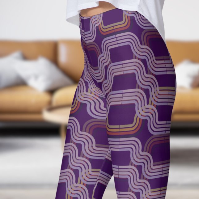 Leggings Motif Chic de courbes violettes foncées (Dark Purple under Curves Leggings)