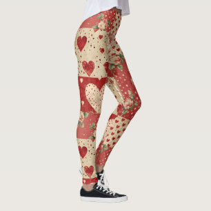 Leggings Motif Chic Red Patchwork