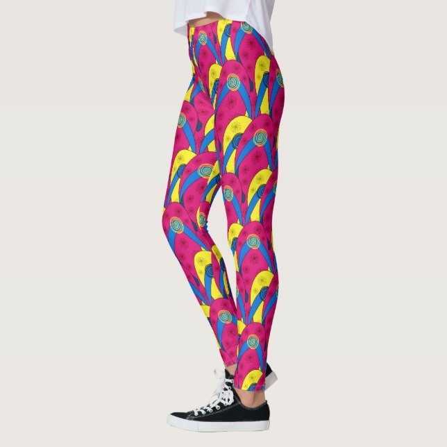 Leggings Motif Chic rose Chaud Jaune à plusieurs tongs (Gauche)