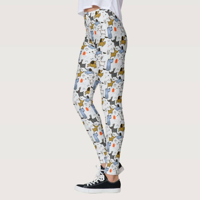 Leggings Motif chien mignon Doodle (Gauche)