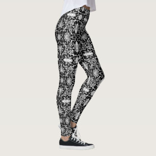 Leggings Motif chinois Art Nouveau - Blanc et Noir