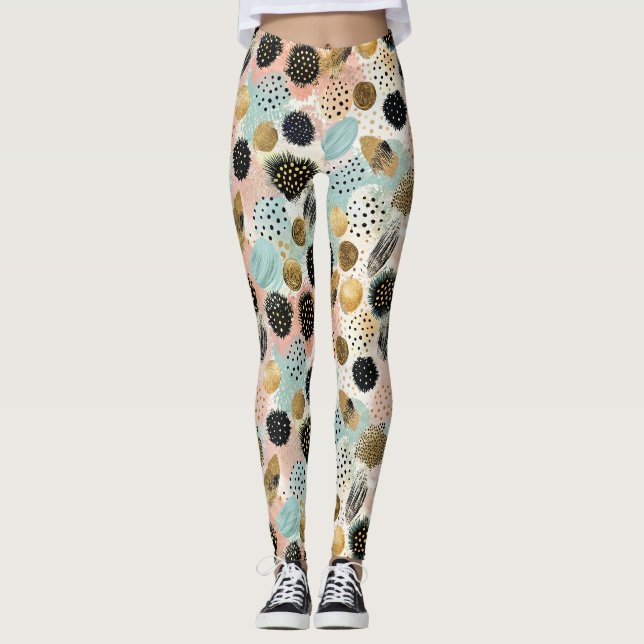 Leggings Motif circulaire Abstrait -avec Parties scintillan (Devant)