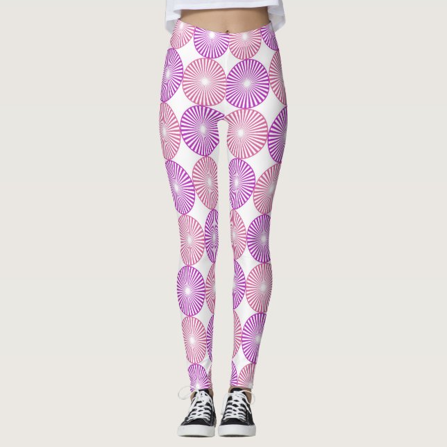Leggings Motif circulaire rose et violet (Devant)
