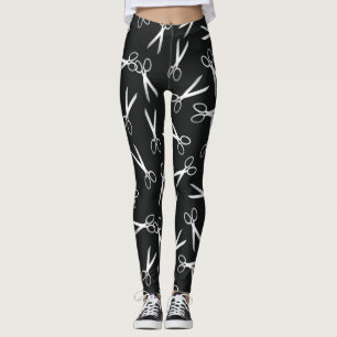 Leggings Motif ciseau argent et noir