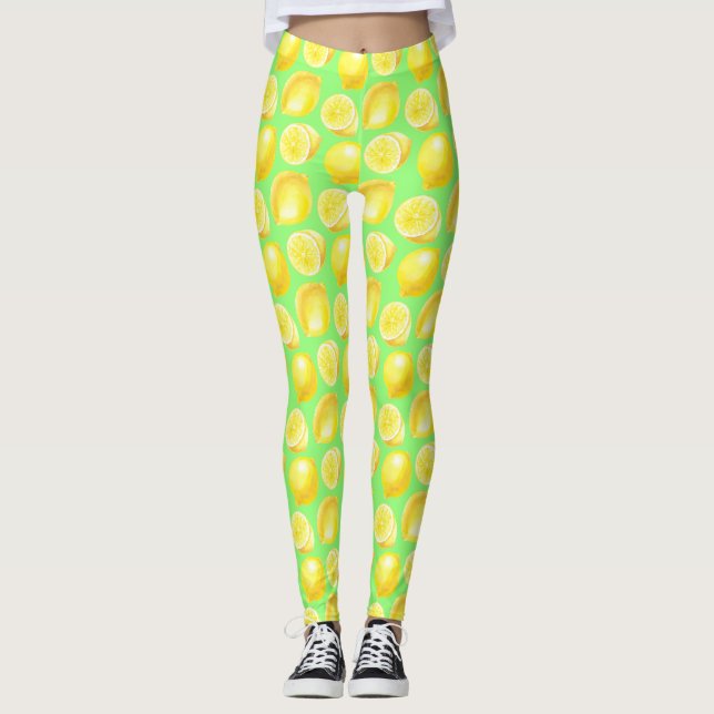 Leggings Motif citrons aquarelle (Devant)