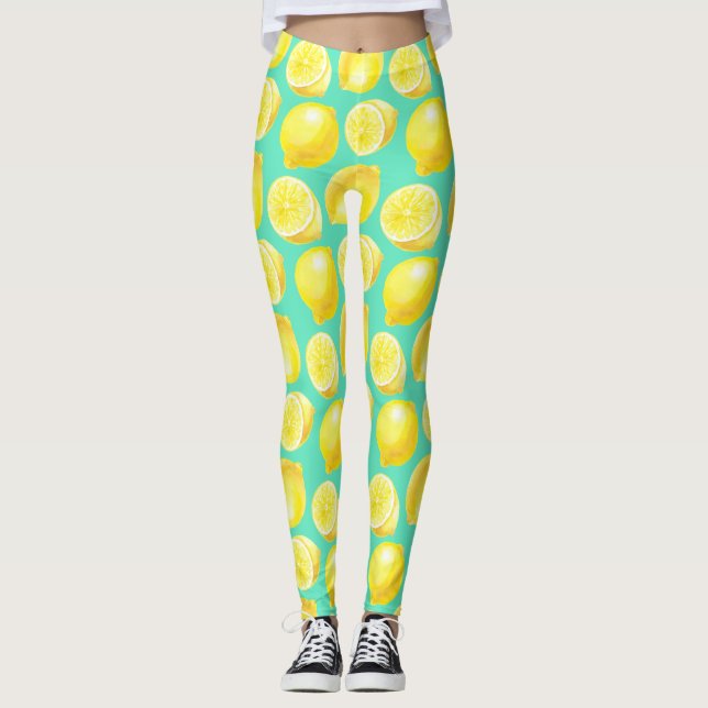 Leggings Motif citrons aquarelle (Devant)