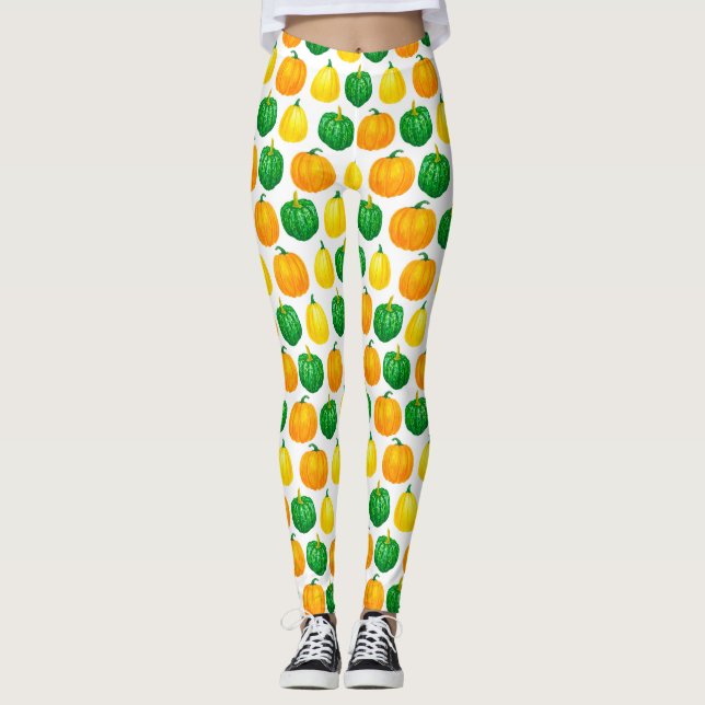 Leggings motif citrouille aquarelle (Devant)