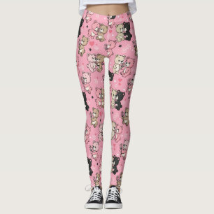 Leggings Motif Classique de Nounours à Coeurs