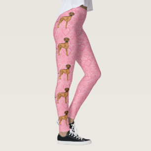 Leggings Motif Cœur Amour Chien Rhodesian Ridgeback Rose