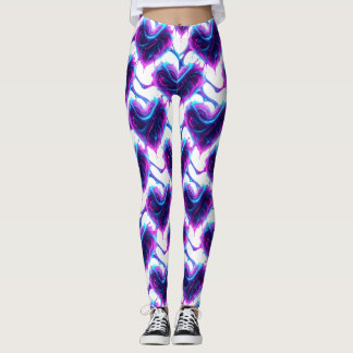 Leggings Motif Cœur en Magenta Néon Cyan Pulse