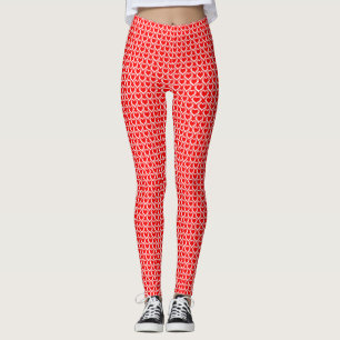 Leggings Motif coeurs blancs rouges