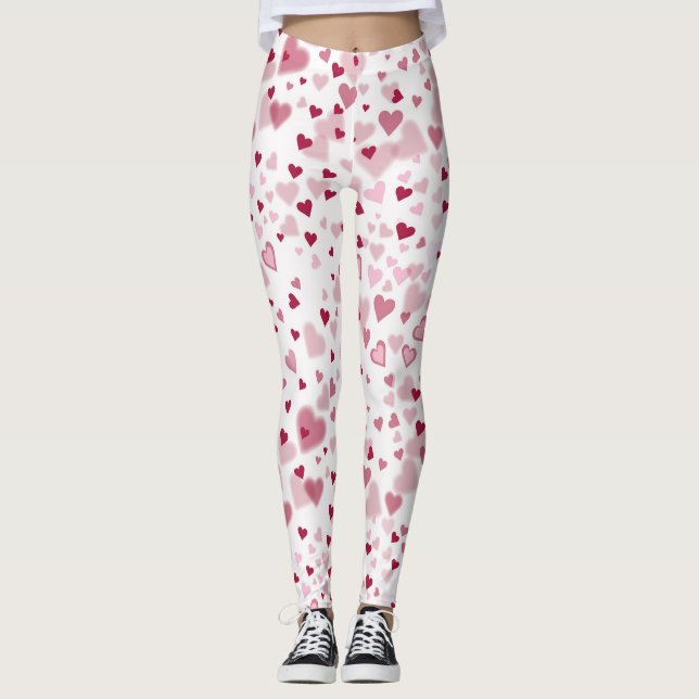Leggings Motif Cœurs Mignons Rose (Devant)