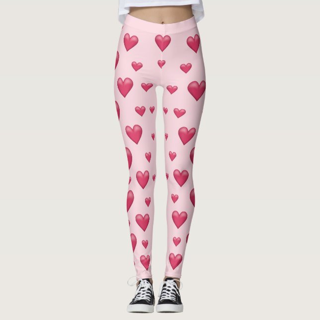Leggings Motif Coeurs roses (Devant)