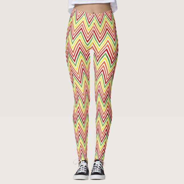 Leggings Motif coloré de Chevron de zigzag (Devant)