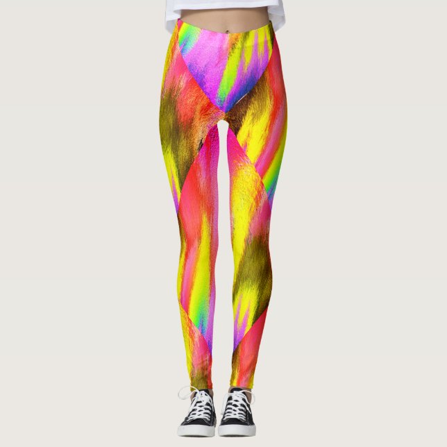 Leggings Motif coloré psychédélique pour exercice aérobique (Devant)