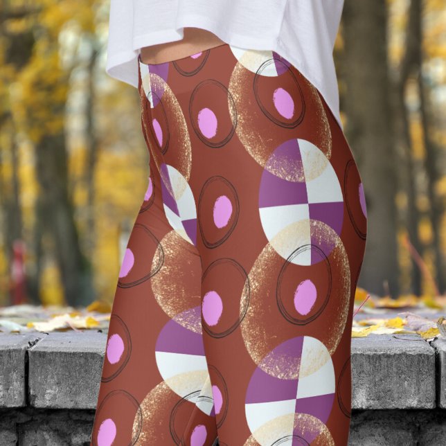 Leggings Motif coloré Red Nucleus (Nucleus Burnt Umber Red Leggings)