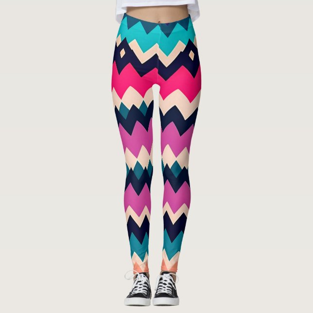 Leggings Motif coloré Zigzag Chevron (Devant)