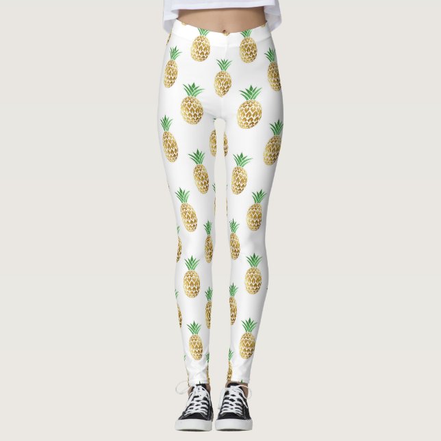 Leggings Motif cool d'ananas  d'été Gold Foil (Devant)