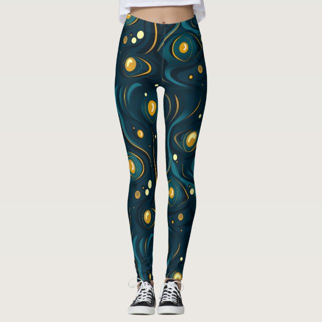 Leggings Motif cosmique Abstrait foncé (Devant)