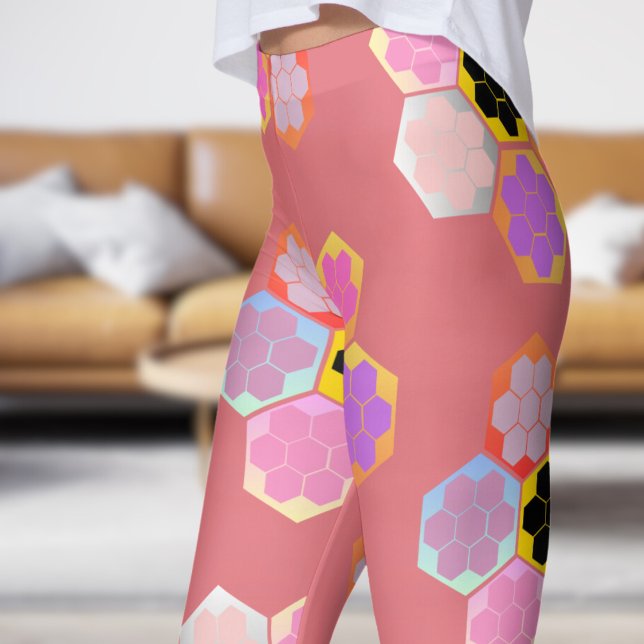 Leggings Motif couleur miel rose doux (Honey Color - Candy Pink Leggings)