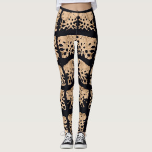 Leggings Motif crocodile moderne en or rose et noir
